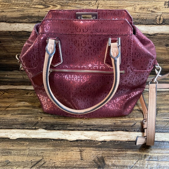 Guess crossbody/shoulder/ handbag maroon red - Picture 2 of 15